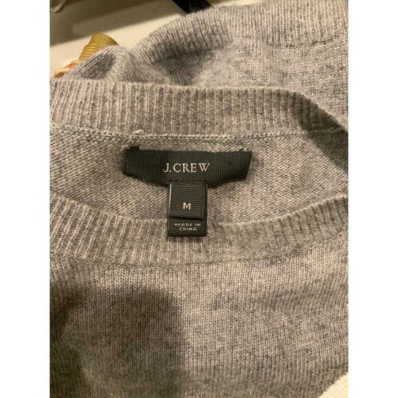 J. Crew Gray Wool Blend Crew Neck Sweater w/ Arrow Embroidery, Size Medium - Picture 6 of 6